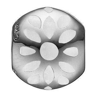 Model 623-S111, Blank kugle med blomst i hvid perlemor hos Guldsmykket.dk